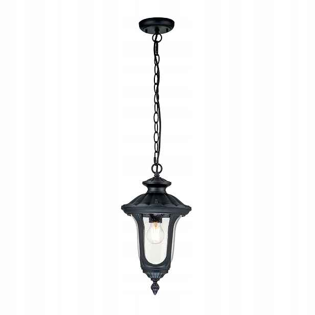 Venkovní závěsná terasová lampa klasická černá na řetězu Elstead