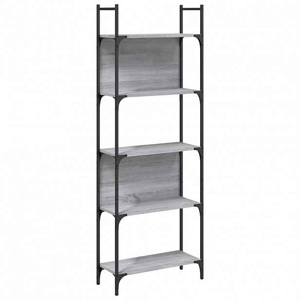 vidaXL Knihovna s 5 policemi šedá sonoma 60,5 x 24 x 166,5 cm kompozit