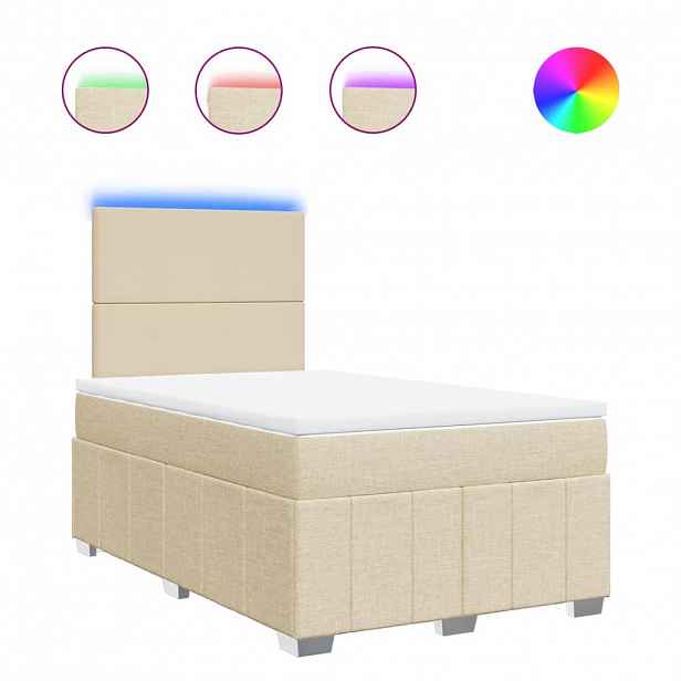vidaXL Box spring postel s matrací krémová 120x190 cm textil