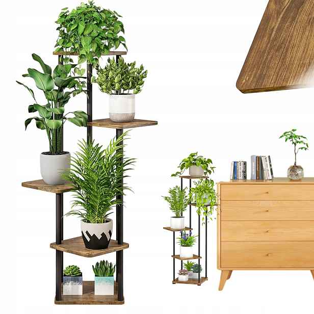Kovový Držák Na Květináč Stojan Na Květiny Rostliny 5 Úrovní Stojící Regál Loft
