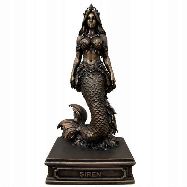 Siréna – bronzová soška z polystonu 24 cm, mytologická figurka