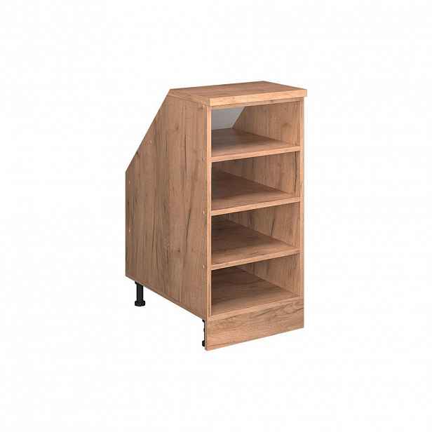 Vicco KUCHYŇSKÁ SKŘÍŇKA POD ŠIKMOU STŘECHU R-Line Zlatý mocný dub 40 cm se 4 přihrádkami, korpus skříně hloubka 60 cm