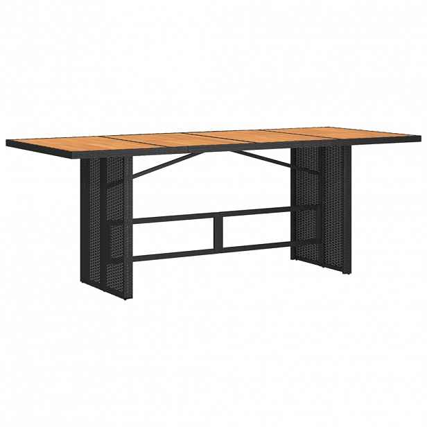 vidaXL Zahradní stůl s akáciovou deskou černý 190x80x74 cm polyratan