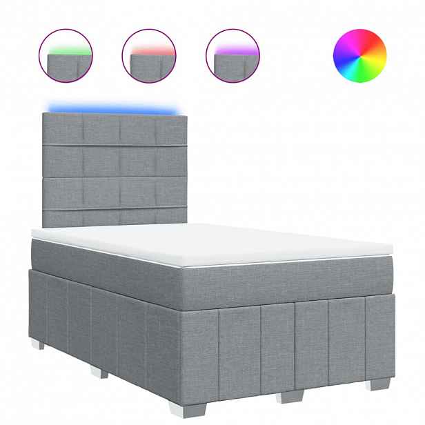 vidaXL Box spring postel s matrací světle šedá 120x190 cm textil