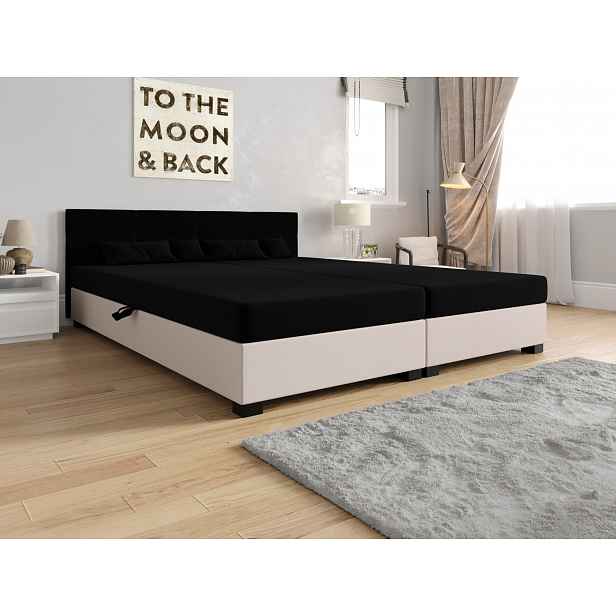 Americká postel s úložným prostorem 140x200 ROSIE 16 - černá / ecru