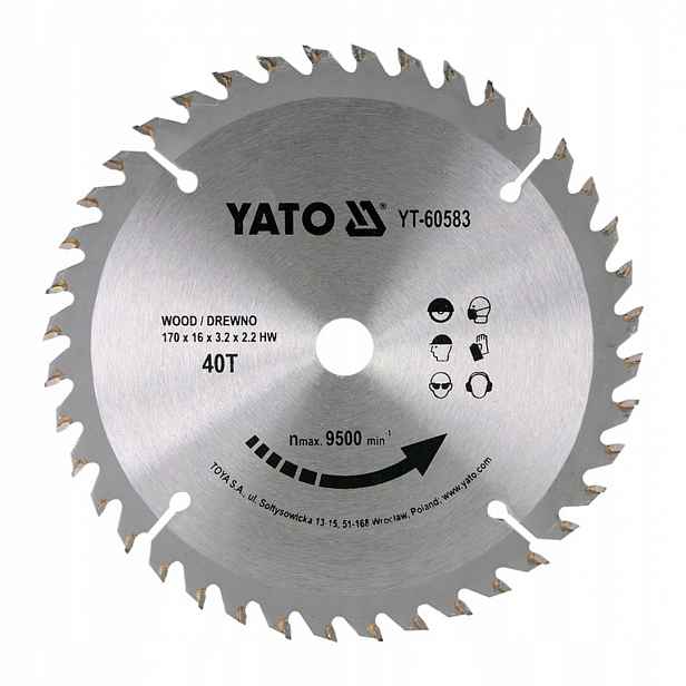 Kotoučová pila na dřevo Yato YT-60583 170x16x2,2 mm T40 s vidlicí