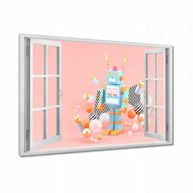 Obrazy 120x80 Robocik Robot Růže Světle Modrá