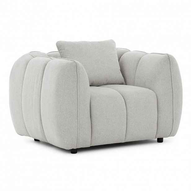 S-Style KŘESLO Nubira v hluboce prošívaném designu Bubble z měkké strukturované látky ve světle šedé barvě s moderním vzhledem