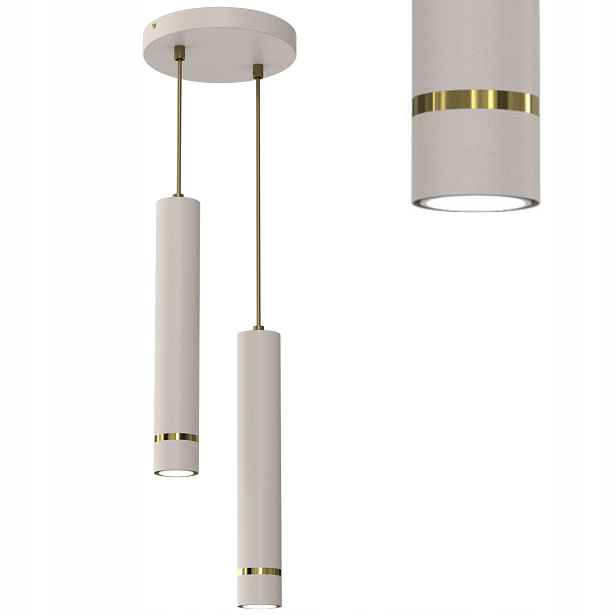 Závěsná Stropní Lampa Tuba Led GU10 Ozdobný Pásek Světlý Kašmír Zlatý 2 Body