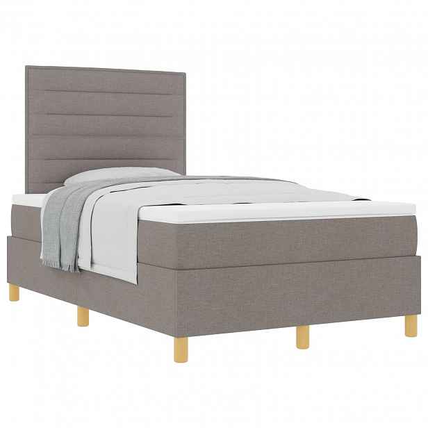 vidaXL Postel s boxspringem s čelo Taupe 120 x 190 cm textil