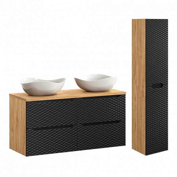 Petits-meubles KOUPELNOVÝ NÁBYTEK 120cm Elora 2er-Set Černá a dřevěná