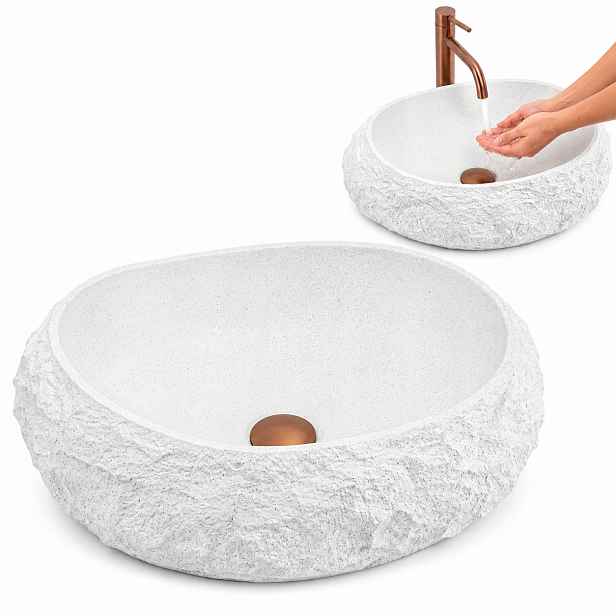 Umyvadlo na desku Oválná linie Royal Keramická Bílá Lesk 61x35 cm Rea