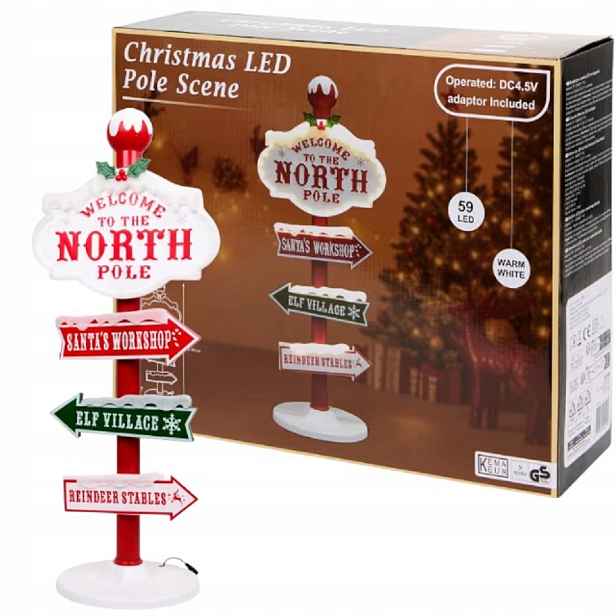 Vánoční Led Dekorace Dopravní Značka X-mass 95 x 38,5 cm