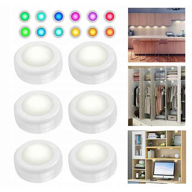 Bezpřevodové Rgb Led lampy s dálkovým ovládáním Osvětlení skříněk Noční lampy 6 Ks