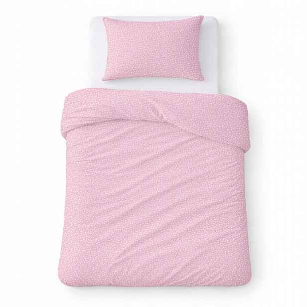 Povlečení bavlněné 140x200 růžové s drobnými bílými květy Cotton Home