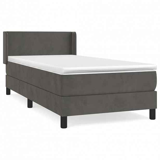 vidaXL Box spring postel s matrací tmavě šedá 90x190 cm samet
