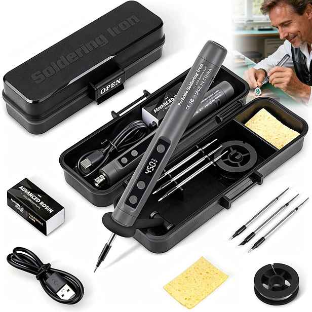 Výkonná Páječka 15 W Rozsah Teplot 180-450 °C Modrá 1100 Mah Usb
