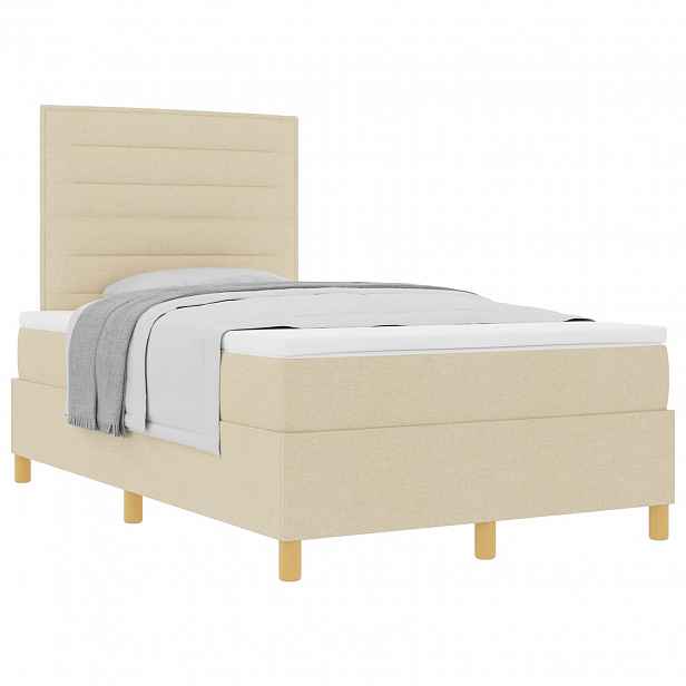 vidaXL Postel s boxspringem s matrací Krémová 120 x 190 cm textil
