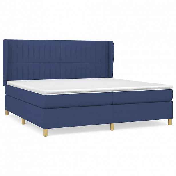 vidaXL Box spring postel s matrací modrá 200x200 cm textil