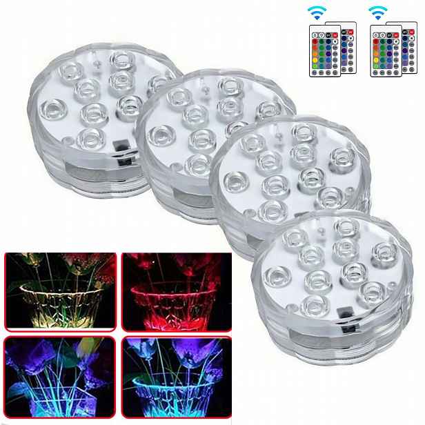 4 Osvětlení Bazénu Vodotěsná Akvarijní Lampa Vířivka Led Rgb S Dálkový Ovladač