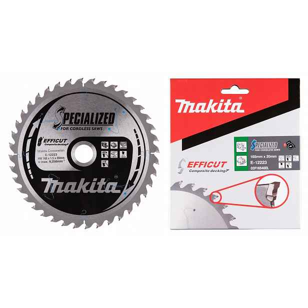 Makita E-12223 Řezací Kotouč Efficut Dřevo Kompozit Mdf 165x20mm 40Z x1,5mm