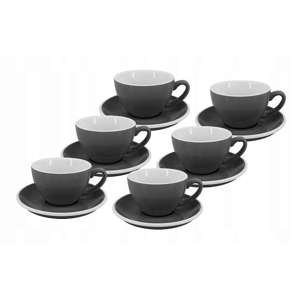 Set 6 ks Cappuccino šálek s podšálkem Roma, 180 ml, šedý