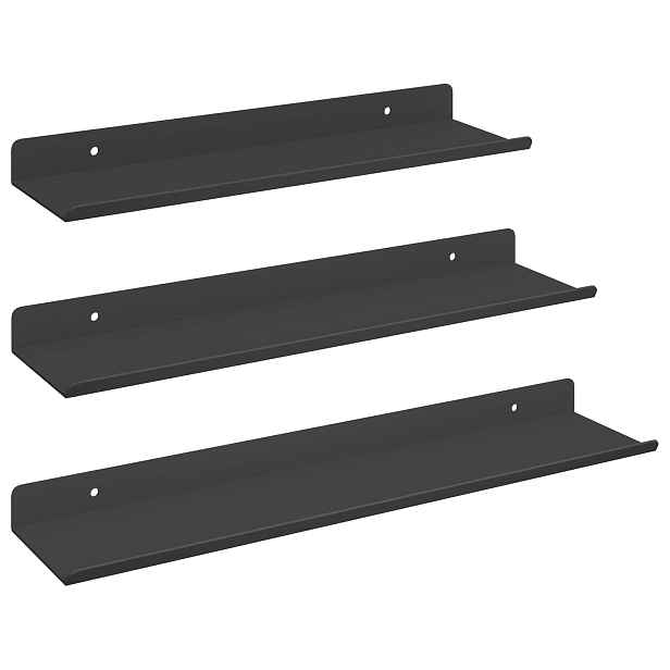 vidaXL Plovoucí police 3 ks Černý 40 x 9 x 2,5 cm Ocel