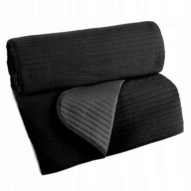 Přehoz 170x210 Velvet černý, geometrie