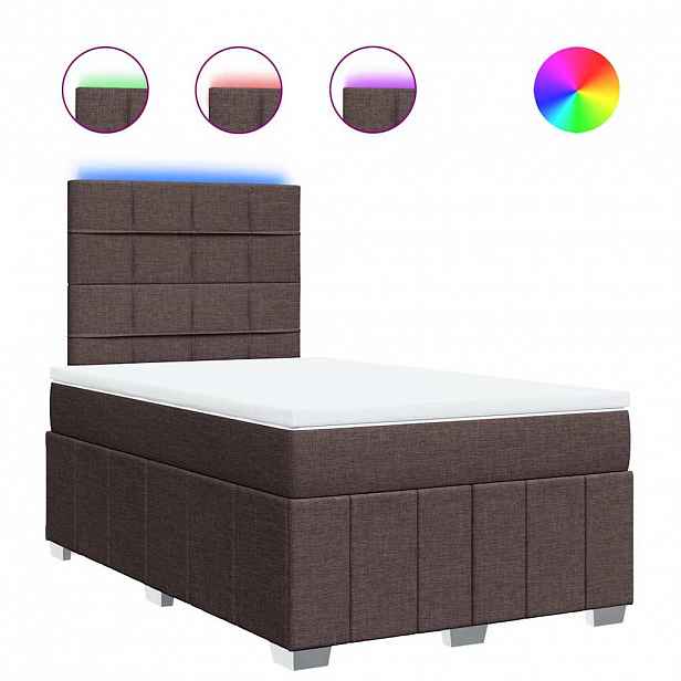 vidaXL Box spring postel s matrací tmavě hnědá 120x190 cm textil