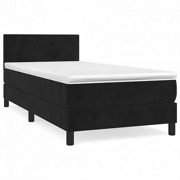 vidaXL Box spring postel s matrací černá 90x200 cm samet