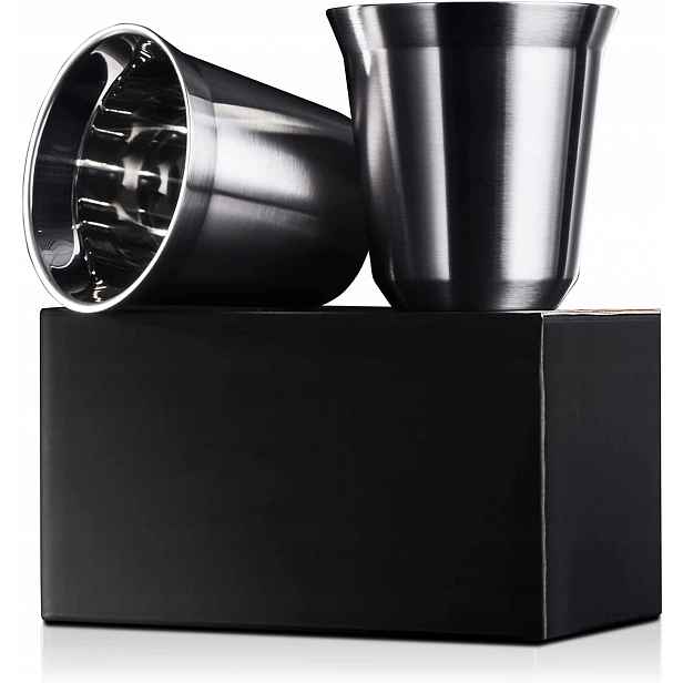 Love-KANKEI Espresso šálky z nerezové oceli Set 2 Ks