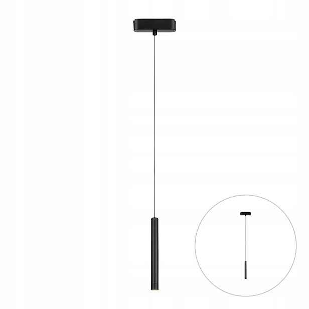 Závěsná Led kolejnicová lampa 5W Teplá bílá Černá 130 cm Litrack Rabalux