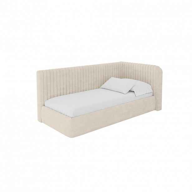 ALTDECOR JEDNOLŮŽKOVÁ POSTEL pro mládež s úložným prostorem a matrací H3/H4, vlevo - AURY 100x200 béžová