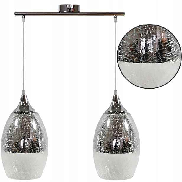 Elegantní Stříbrné Stropní Závěsné Svítidlo 2X60W E27