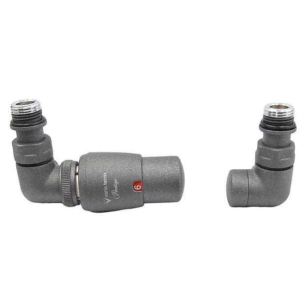 HS Vision - připojovací armatura pro spodní krajní; rozdělené připojení s termostatickou hlavicí nalevo - matný grafit (Matice pro Cu 15 mm)