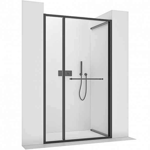 Sprchové posuvné dveře Versaro L/P - 6 mm - černá matná, transparentní sklo - 150x195 cm - zasouvací