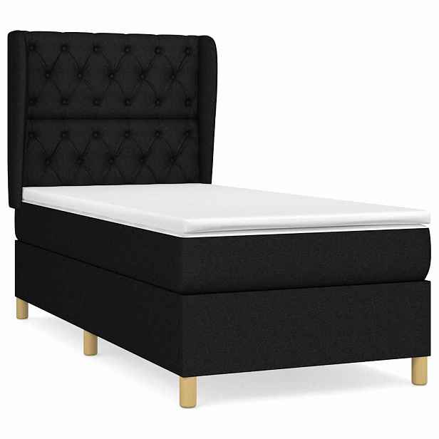 vidaXL Box spring postel s matrací černá 80 x 200 cm textil