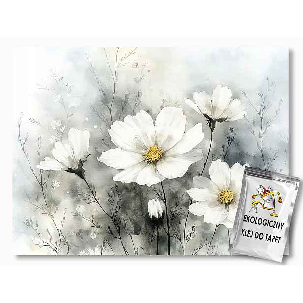 Fototapeta Flizelina Bílé Květy Jemné Kosmosy Vintage 208x146 130g