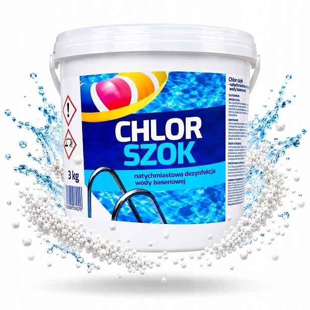 Granule Do Bazénu Chlor Šok 3 Kg Baktericidní Dezinfekce Bazénové Vody