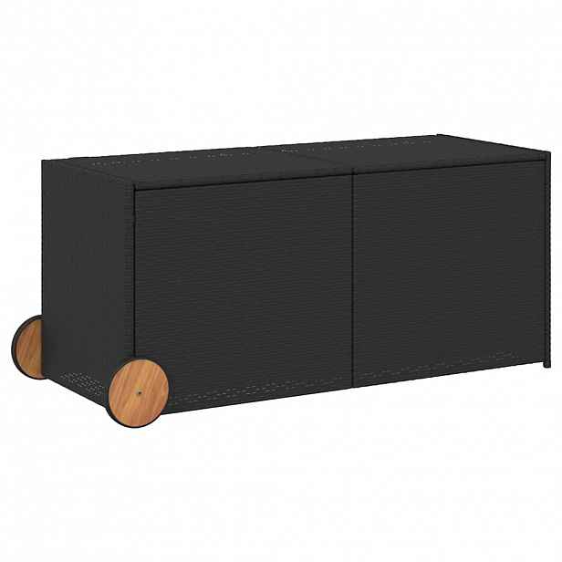 vidaXL Zahradní úložný box s kolečky černý 283 l polyratan