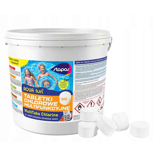 Chlorové multifunkční tablety 5v1 Stabilizovaný Bazén Jacuzzi Stapar 20 g3 kg