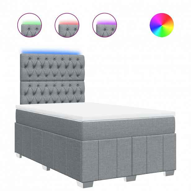 vidaXL Box spring postel s matrací světle šedá 120x190 cm textil