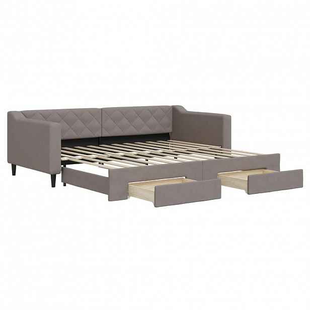 vidaXL Válenda s přistýlkou a zásuvkami taupe 90 x 200 cm textil
