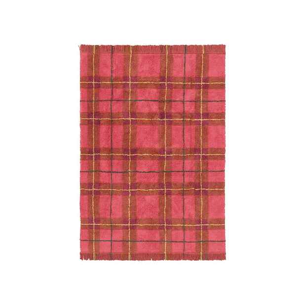 Červený pratelný/ručně tkaný bavlněný koberec 90x120 cm Tartan Vintage Red – Lorena Canals