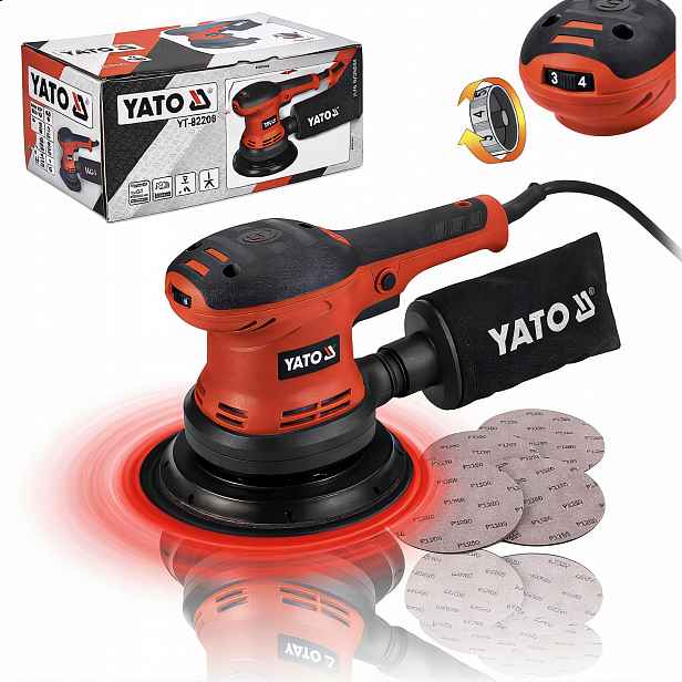 Excentrická Bruska 150 mm 400 W Pro Broušení Regulace Yato YT-82208