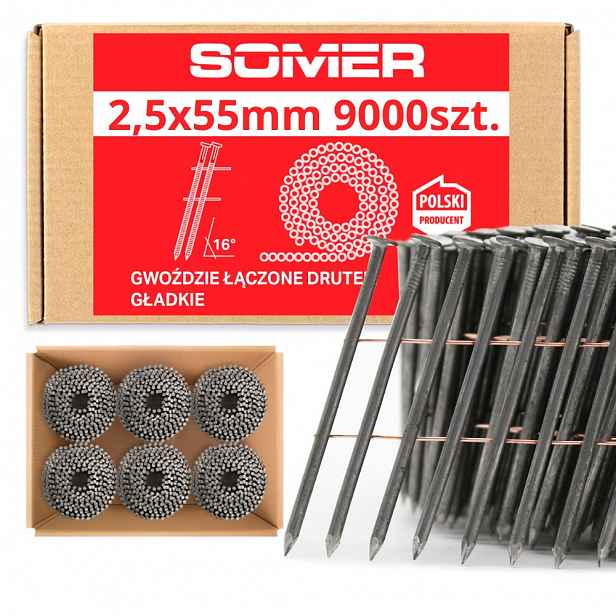Hřebíky Do Bubnových Hřebíkovaček 2,5/55 G 9000 Ks Velká Kompatibilita