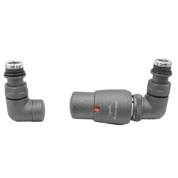 HS Vision - připojovací armatura pro spodní krajní; rozdělené připojení s termostatickou hlavicí napravo - matný grafit (Matice pro Cu 15 mm)