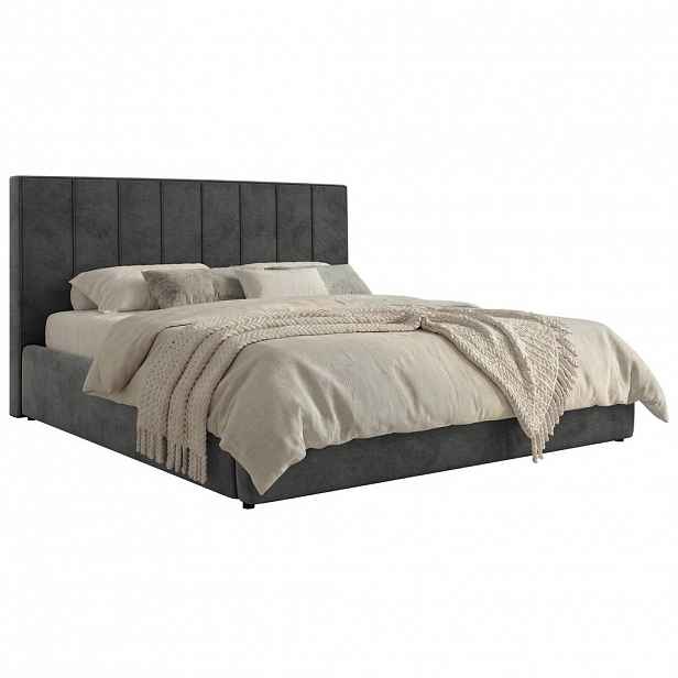MKS ČALOUNĚNÁ POSTEL TENARDO CLASSIC 160/200 - Tmavě šedá Samet - bez matrace
