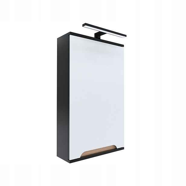 Skříňka se zrcadlem černá 45x16x75 černá/dub Led Omeble