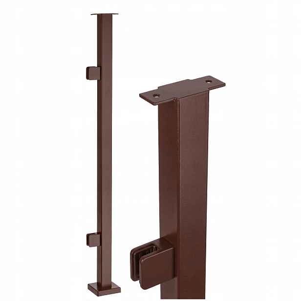 Startovací sloupek pro skleněné zábradlí 100 cm Sklo Hnědý 40x40 mm Loft
